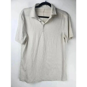 Lululemon Polo Short Sleeved Shirt Tan Gray Size Small.